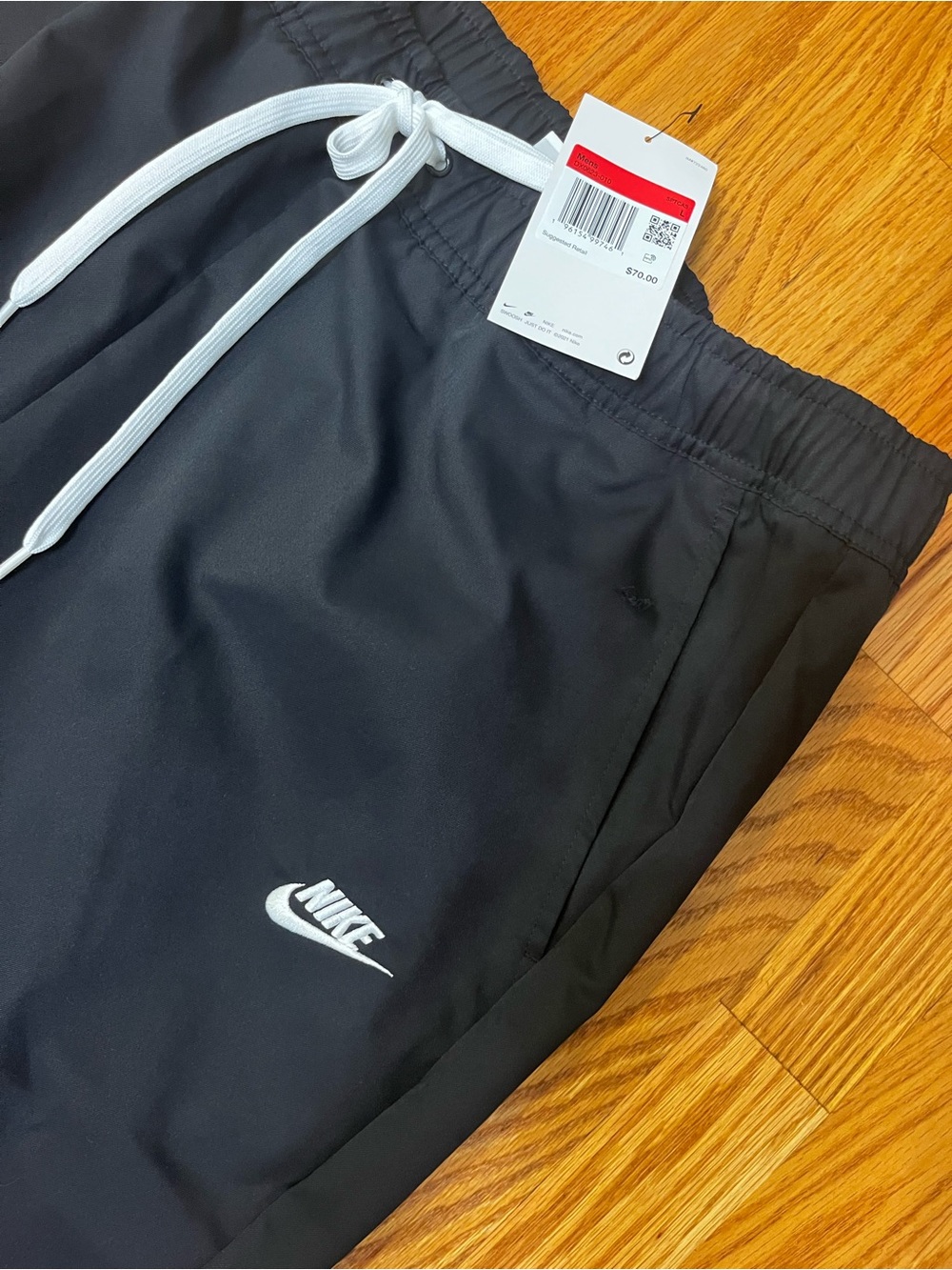 Nike Black Jogger Pants with White Drawstring - Picture 2 of 7